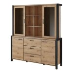 Ensemble buffet et huche avec éclairage led collection tivora. meuble 4 portes 3 tiroirs. couleur chêne ... Ensemble buffet et huche avec éclairage led collection tivora. meuble 4 portes 3 tiroirs. couleur chêne ...