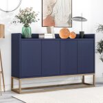 Buffet - jaerliub - 4 portes - étagère réglable - grand espace de rangement - bleu marine Buffet - jaerliub - 4 portes - étagère réglable - grand espace de rangement - bleu marine