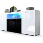 Buffet laqu blanc / noir avec clairage led 167 cm