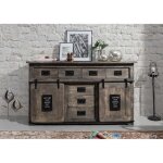 Buffet en manguier laqué blanchi railway n° 322 - massivmoebel24 - industriel - loft - 45 cm - beige Buffet en manguier laqué blanchi railway n° 322 - massivmoebel24 - industriel - loft - 45 cm - beige