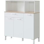 Buffet meuble cuisine 3 portes + tiroir coloris blanc artic - chêne canadien - hauteur 126 cm x longueur ... Buffet meuble cuisine 3 portes + tiroir coloris blanc artic - chêne canadien - hauteur 126 cm x longueur ...