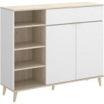 Buffet meuble de cuisine coloris blanc - naturel - longueur 119 x profondeur 40 x hauteur 102 cm Buffet meuble de cuisine coloris blanc - naturel - longueur 119 x profondeur 40 x hauteur 102 cm