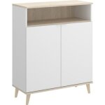 Buffet meuble de cuisine coloris blanc - naturel - longueur 79 x profondeur 40 x hauteur 102 cm