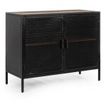 Buffet meuble de rangement avec 2 portes coloris noir - longueur 100 x profondeur 40 x hauteur 80 cm