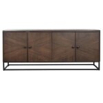 Buffet meuble de rangement en bois coloris marron fonc� - longueur 177 x profondeur 38 x hauteur 75 cm ...