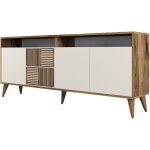 Buffet - milan - 4 portes - 180 x 78 x 35 cm - noyer / cr�me