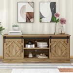 Buffet - modernluxe - 150x40x60cm - style industriel - marron - portes coulissantes - �tag�res r�glables ...