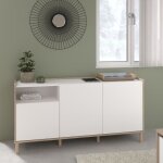 Buffet morphos - l 150 x p 40 x h 745 cm - d�cor blanc / ch�ne - 3 portes - parisot