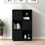 Buffet noir 74x35x117 cm bois massif de pin Buffet noir 74x35x117 cm bois massif de pin