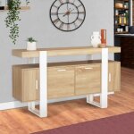 Idmarket buffet 140 cm phoenix 4 portes bois et blanc