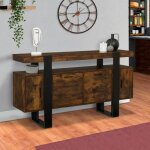 Idmarket buffet 140 cm phoenix 4 portes bois effet vieilli et noir