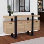Idmarket buffet 160 cm phoenix xxl 4 portes bois et noir
