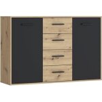 Buffet pilvi - style contemporain - particules mlamin - dcor chne et noir - 2 portes + 4 tiroirs ...