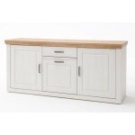 Buffet en pin blanc et ch�ne - l. 183 x h. 85 x p. 50 cm