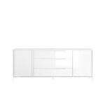 Buffet 2 portes 3 tiroirs collection sky. coloris blanc laqu brillant