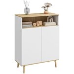 Buffet de rangement - homcom - buffet cuisine �tag�re r�glable placard 2 portes scandinave - bois - 80x38x102c ...