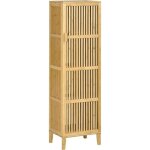 Meuble de rangement - homcom - en bambou armoire 4 niveaux porte design � lamelles salle de bain salon ...