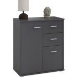 Buffet salle � manger remy l 60 cm gris mat avec 2 portes et 2 tiroirs bahut bas meuble de rangement ...