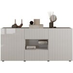 Buffet - riccione - blanc laqu brillant - 2 portes - 2 tiroirs - 181 x 42 x 84 cm