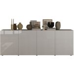 Buffet - riccione - blanc laqu brillant - 4 portes - 241 x 42 x 84 cm
