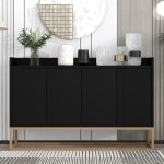 Buffet salon buffet bas et étagère réglable - jaerliub - moderne - noir - 4 portes Buffet salon buffet bas et étagère réglable - jaerliub - moderne - noir - 4 portes