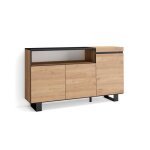 Buffet bahut enfilade 150x35x87cm 3 portes chne et noir rf2517