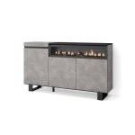 Buffet bahut enfilade 150x35x87cm 1feu électrique 3 portes gris ciment rf2499 Buffet bahut enfilade 150x35x87cm 1feu électrique 3 portes gris ciment rf2499