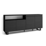 Buffet bahut enfilade 200x35x87cm 4 portes noir rf2384