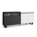 Buffet bahut enfilade meuble de séjour 200x35x87cm 1feu électrique blanc et noir rf2394 Buffet bahut enfilade meuble de séjour 200x35x87cm 1feu électrique blanc et noir rf2394