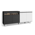 Buffet bahut enfilade meuble de sjour 200x35x87cm 1feu lectrique blanc et noir rf2402