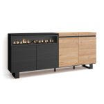 Buffet bahut enfilade meuble de séjour 200x35x87cm 1feu électrique couleur chêne et noir rf2378 Buffet bahut enfilade meuble de séjour 200x35x87cm 1feu électrique couleur chêne et noir rf2378