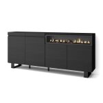 Buffet bahut enfilade meuble de s�jour 200x35x87cm 1feu �lectrique noir rf2390