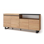 Buffet bahut enfilade 200x35x87cm 4 portes chne et noir rf2317