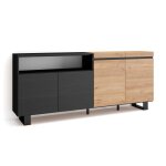 Buffet bahut enfilade 200x35x87cm 4 portes chne et noir rf2376