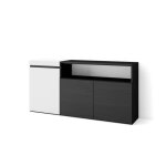 Buffet bahut enfilade 150x35x75cm 3 portes blanc et noir rf2504
