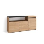 Buffet bahut enfilade 150x35x75cm 3 portes couleur chne et noir rf2516