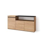 Buffet bahut enfilade 150x35x75cm 3 portes chne et noir rf2520