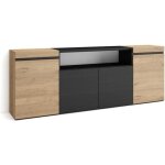 Buffet bahut enfilade meuble de sjour 200x35x75cm chne et noir rf2288