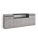Buffet salon et cuisine meuble de rangement commode 200x35x75cm 4 portes ciment rf2284