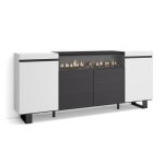 Buffet bahut enfilade meuble de séjour 200x35x87cm blanc et noir rf2299 Buffet bahut enfilade meuble de séjour 200x35x87cm blanc et noir rf2299
