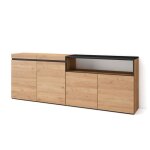 Buffet bahut enfilade 200x35x75cm 4 portes chne et noir rf2316