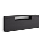 Buffet salon et cuisine meuble de rangement commode 200x35x75cm 4 portes noir rf2292