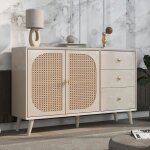 Buffet salon - redom - table tv avec portes et tiroirs - blanc cassé beige - bois - panneaux de particules ... Buffet salon - redom - table tv avec portes et tiroirs - blanc cassé beige - bois - panneaux de particules ...