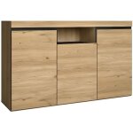 Buffet salon salle  manger couleur chne / noir 3 portes 1 compartiment 140x40x81cm rf898
