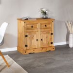 Buffet salsa commode bahut vaisselier en bois style mexicain avec 2 portes et 2 tiroirs en pin massif ...