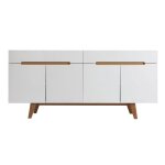 Miliboo - buffet scandinave blanc brillant et fr�ne 180cm melka