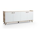Buffet scandinave - sumer - 4 portes - 180 x 78 x 41 cm - ch�ne / blanc