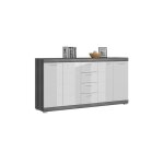 Buffet scott ? 4 portes et 4 tiroirs ? gris fonc� et blanc ? 165x85x37 cm