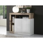 Buffet sefro - 2 portes et 3 niches - blanc laqu et chne