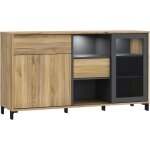 Buffet south beach ? finition ch�ne mauvella & gris fonc� ? 2 portes dont 1 vitr�e ? 147 � 397 � 824 ...